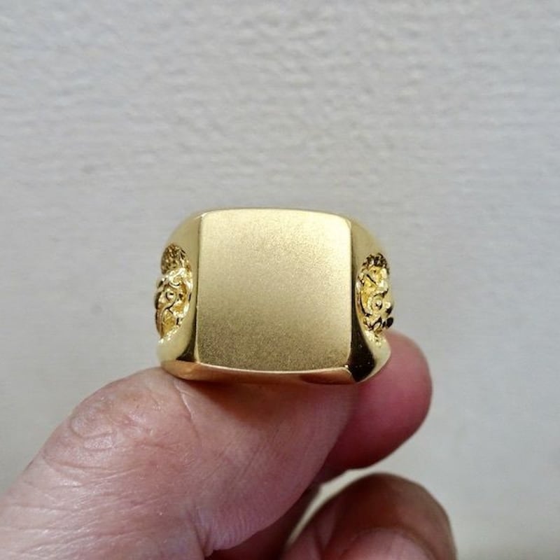 仁尾彫金『ゴールド双龍印台リング』ハンドメイド178 | 仁尾彫金 STORE