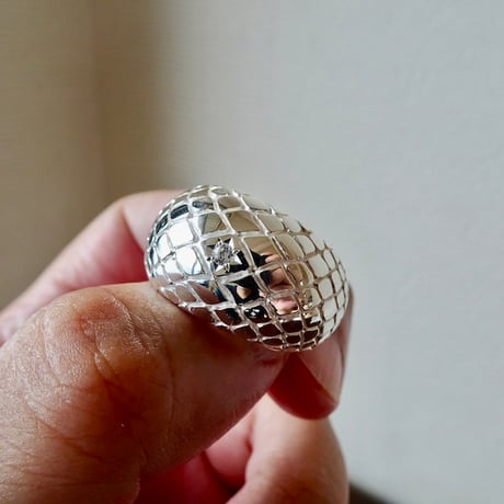 仁尾彫金『一つ星ジルコニア、パイソン甲丸リング』ハンドメイド466