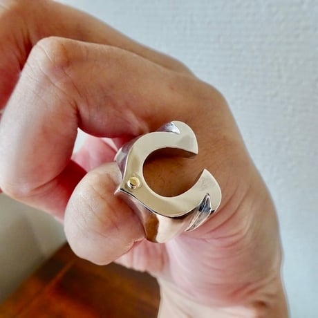 仁尾彫金『k18一粒万倍、馬蹄ピンキーリング、磨き』ハンドメイド595b