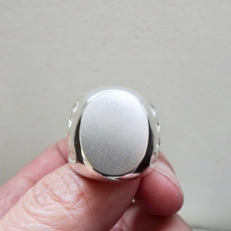 仁尾彫金『ファイヤーパターン楕円の印台リング』ハンドメイド169
