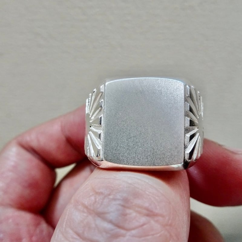 仁尾彫金『プラチナ太陽の印台リング』ハンドメイド193 | 仁尾