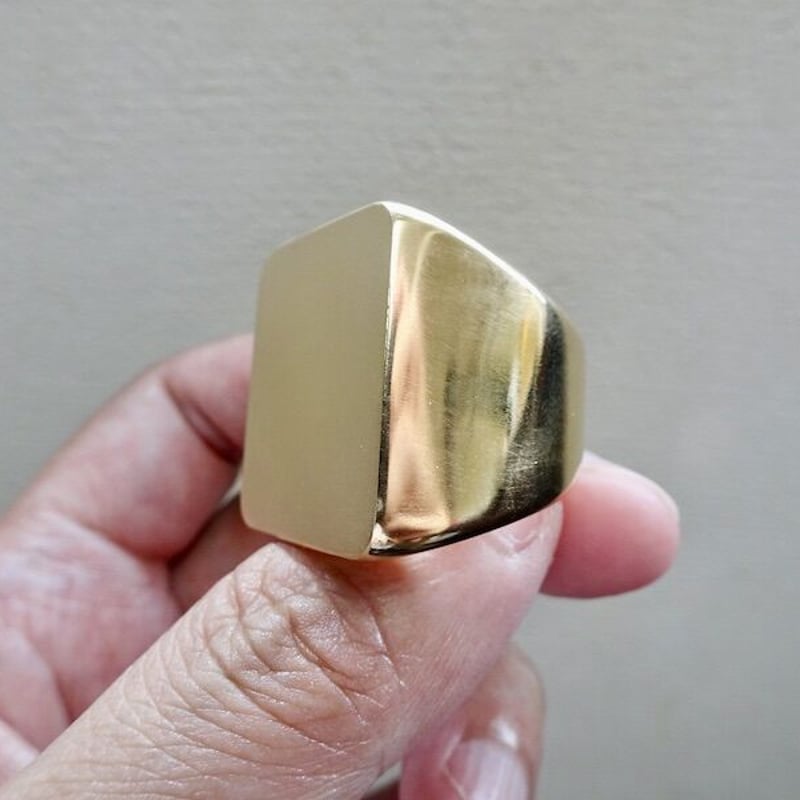 仁尾彫金『ゴールド、ビッグ印台リング』ハンドメイド251 | 仁尾彫金 STORE