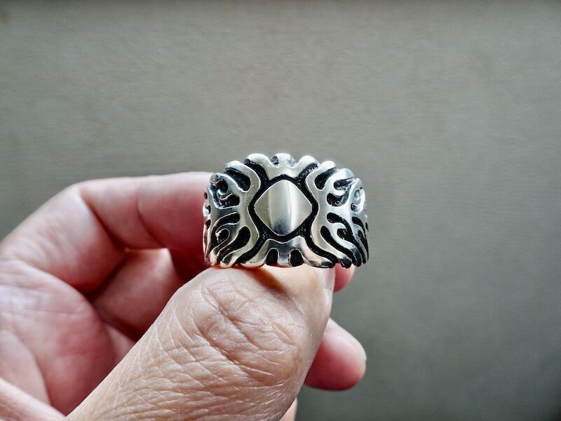 仁尾彫金『ファイヤーパターン、リング、燻あり』ハンドメイド242 仁尾彫金『ファイヤーパターン、リング、燻あり』ハンドメイド