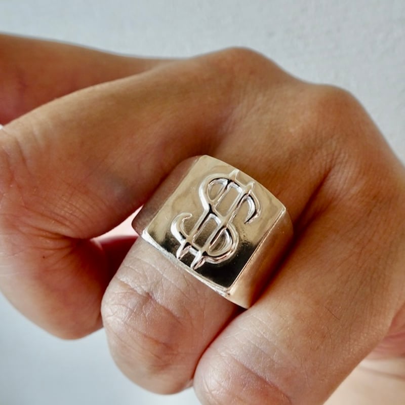 仁尾彫金『ドルマーク、プレート印台リング』ハンドメイド286 | 仁尾  