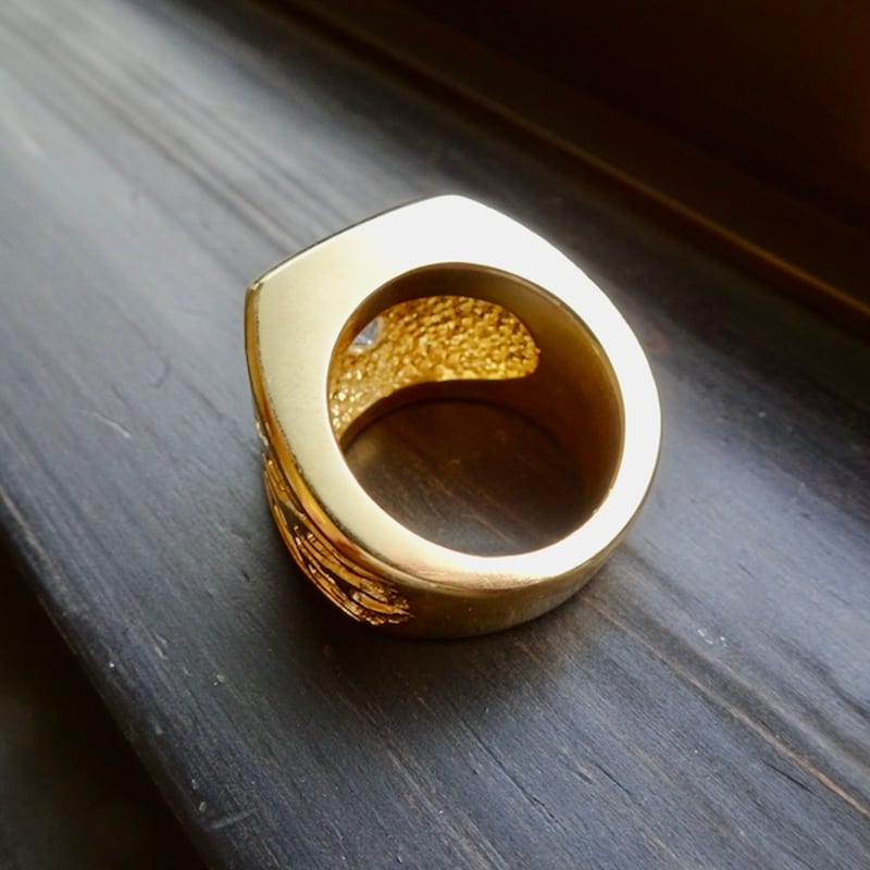仁尾彫金『一つ星ジルコニア、マス留めゴールドリング』ハンドメイド 仁尾彫金『一つ星ジルコニア、マス留めゴールドリング』ハンドメイド
