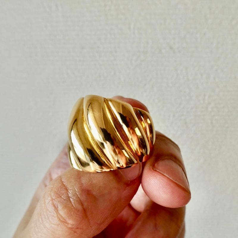 仁尾彫金『ゴールド、ビッグしめ縄リング』ハンドメイド292 | 仁尾彫金 