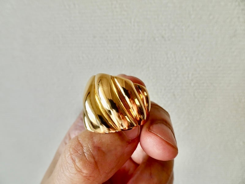 仁尾彫金『ゴールド、ビッグしめ縄リング』ハンドメイド292