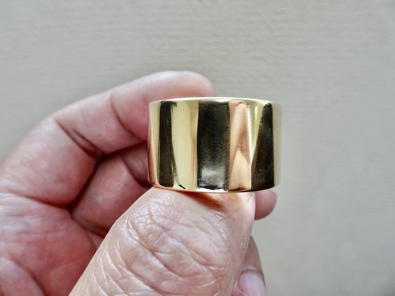 仁尾彫金『プラチナ平打リング、幅1.5cm厚み3ミリ』ハンドメイド235 