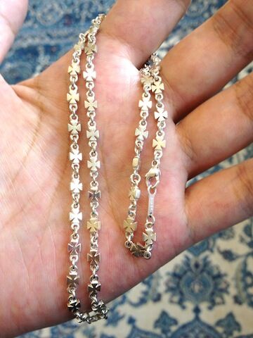 仁尾彫金『アイアンクロスネックレスチェーン60cm』ハンドメイド