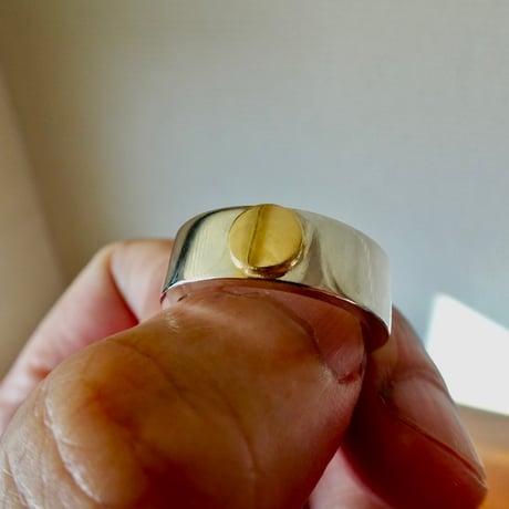 仁尾彫金『太陽の平打リング、幅７mm』ハンドメイド544