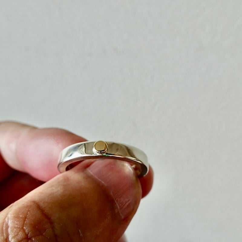 仁尾彫金『k18一粒万倍、幅3.5mm、平打リング』ハンドメイド295 | 仁尾  