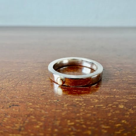 仁尾彫金『k18一粒万倍、幅3.5mm、平打リング』ハンドメイド295