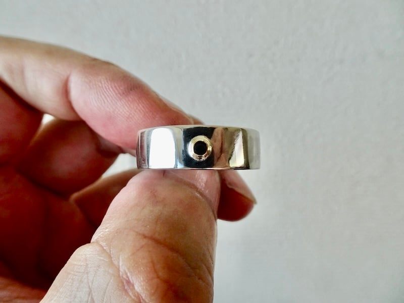 仁尾彫金『k18一粒万倍、幅7mm、平打リング』ハンドメイド302 仁尾彫金『k18一粒万倍、幅7mm、平打リング』ハンドメイド302