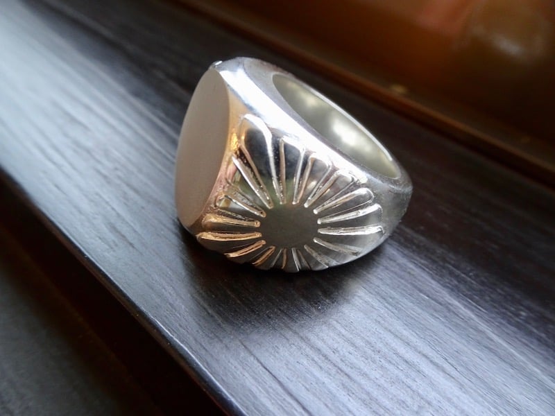 仁尾彫金『k18ステッカー、シルバー印台リング2』ハンドメイド307 酸い 