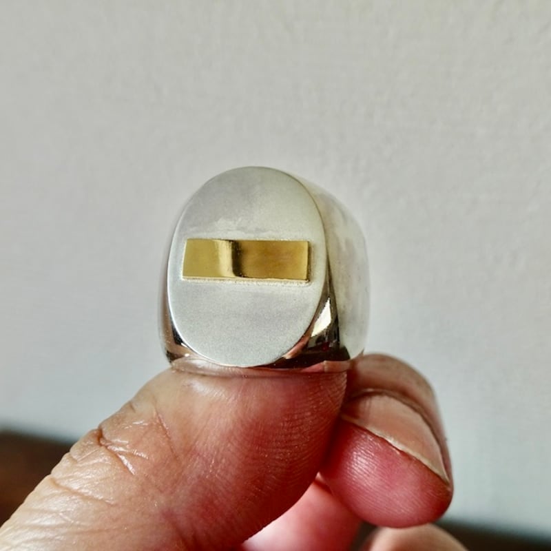 仁尾彫金『k18ステッカー、楕円の印台リング』ハンドメイド313 | 仁尾 
