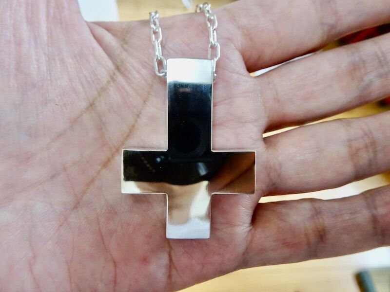 仁尾彫金『ビッグブロック、逆十字クロス、チェーン無し』ハンドメイド 