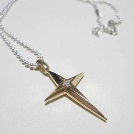 仁尾彫金『一つ星ダイヤゴールド十字星クロス』ハンドメイド137