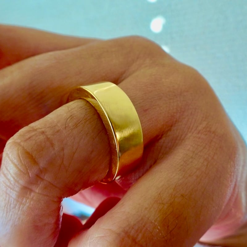 仁尾彫金『幅7mm厚み3ミリ、k18平打リング』ハンドメイド348 | 仁尾