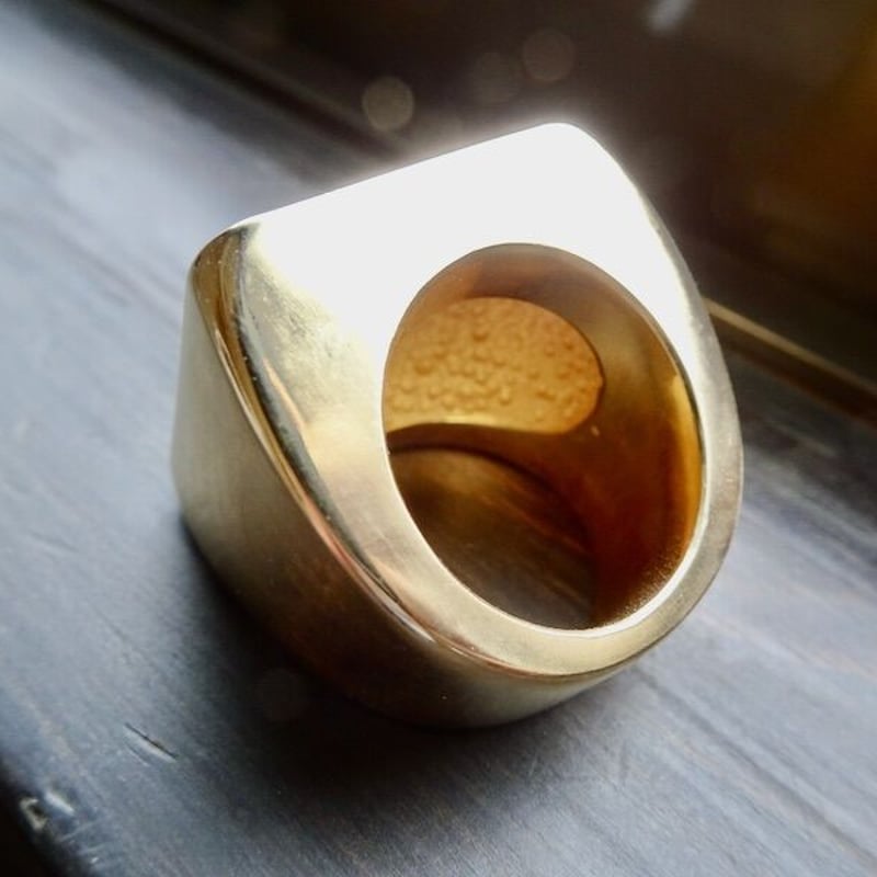 仁尾彫金『ゴールド、ビッグ印台リング』ハンドメイド251 | 仁尾彫金 STORE