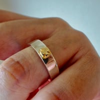 仁尾彫金『k１８アイアンクロス、平打リング、幅５mm』ハンドメイド558