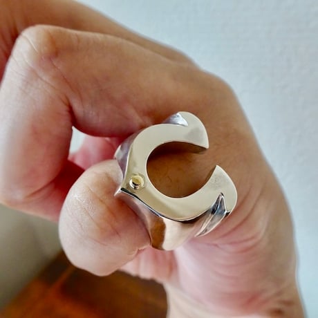 仁尾彫金『k18一粒万倍、馬蹄ピンキーリング、磨き』ハンドメイド595b