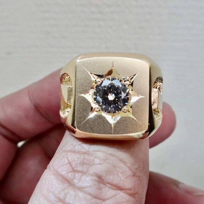 仁尾彫金『プラチナ十字星リング』ハンドメイド354b うずもれる 