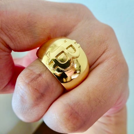 仁尾彫金『k18ゴールド、ドルマーク甲丸リング』ハンドメイド393b 仁尾彫金『k18ゴールド、ドルマーク甲丸リング』ハンドメイド393