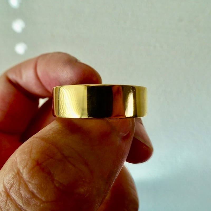 仁尾彫金『幅7mm厚み3ミリ、k18平打リング』ハンドメイド348 | 仁尾
