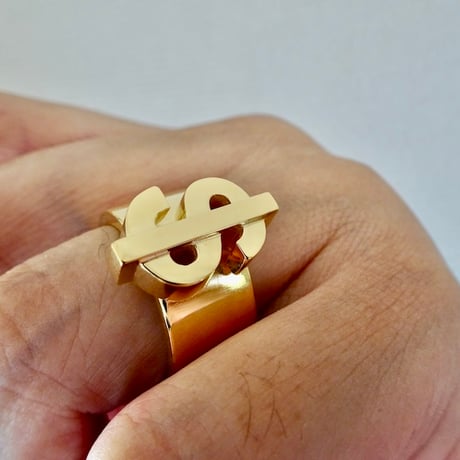 仁尾彫金『全金ドルマーク平打リング』ハンドメイド590