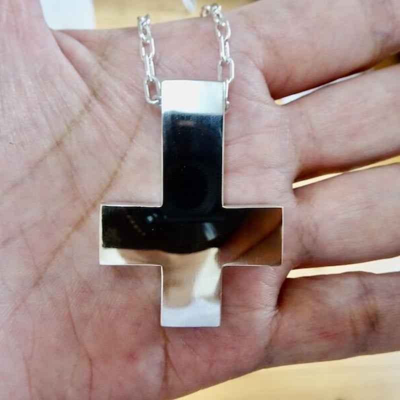 仁尾彫金『五つ星ジルコニアビッグシルバークロス２』ハンドメイド232b 仁尾彫金『五つ星ジルコニアビッグシルバークロス2