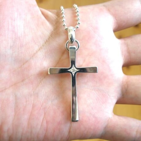 仁尾彫金『一つ星ダイヤシルバークロス』ハンドメイド420