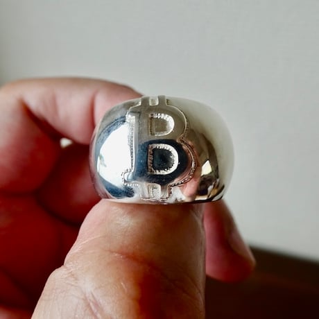 仁尾彫金『ビットコイン甲丸リング』ハンドメイド391
