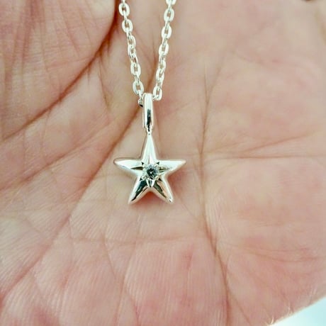 仁尾彫金『一つ星ジルコニア、ぷっくりスターペンダント』ハンドメイド362
