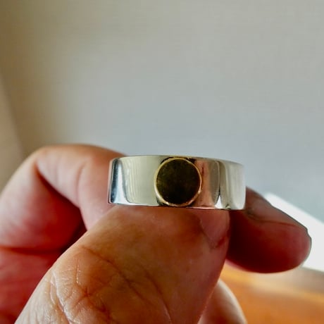 仁尾彫金『太陽の平打リング、幅７mm』ハンドメイド544