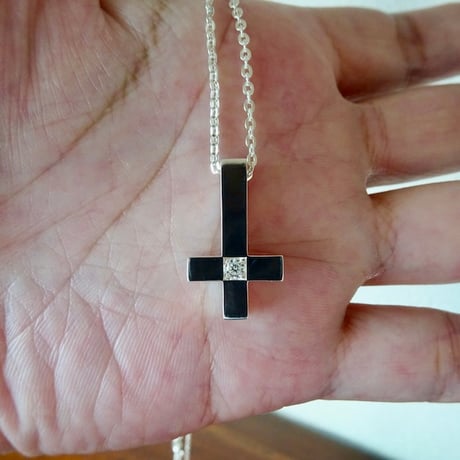 仁尾彫金『一つ星ダイヤ、ブロック逆十字クロス、リバーシブル』ハンドメイド593