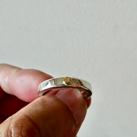 仁尾彫金『k18一粒万倍、幅3.5mm、平打リング』ハンドメイド295