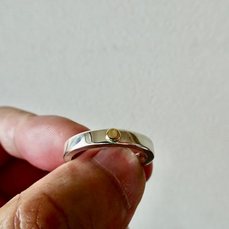 仁尾彫金『k18アイアインクロス、幅3.5mm平打ちバングル』314b