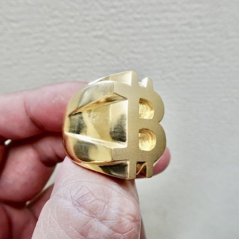 仁尾彫金『ビットコイン印台リング』ハンドメイド185 仁尾彫金『ゴールドビットコイン印台リング』ハンドメイド185