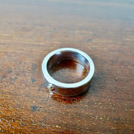 仁尾彫金『k18一粒万倍、幅7mm、平打リング』ハンドメイド302