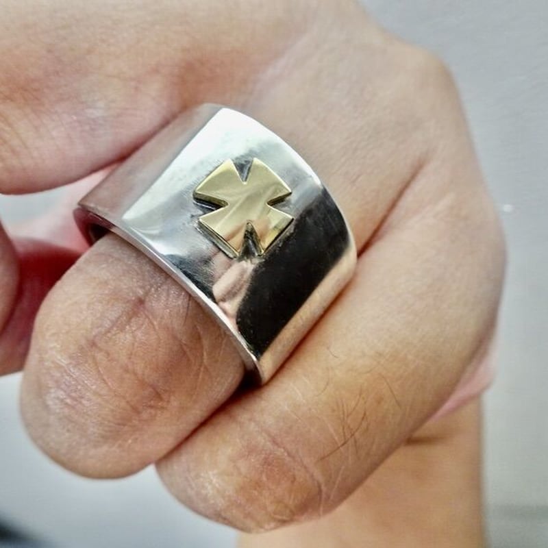 仁尾彫金『ゴールドオールドアイアンクロスヘッド』ハンドメイド70b  