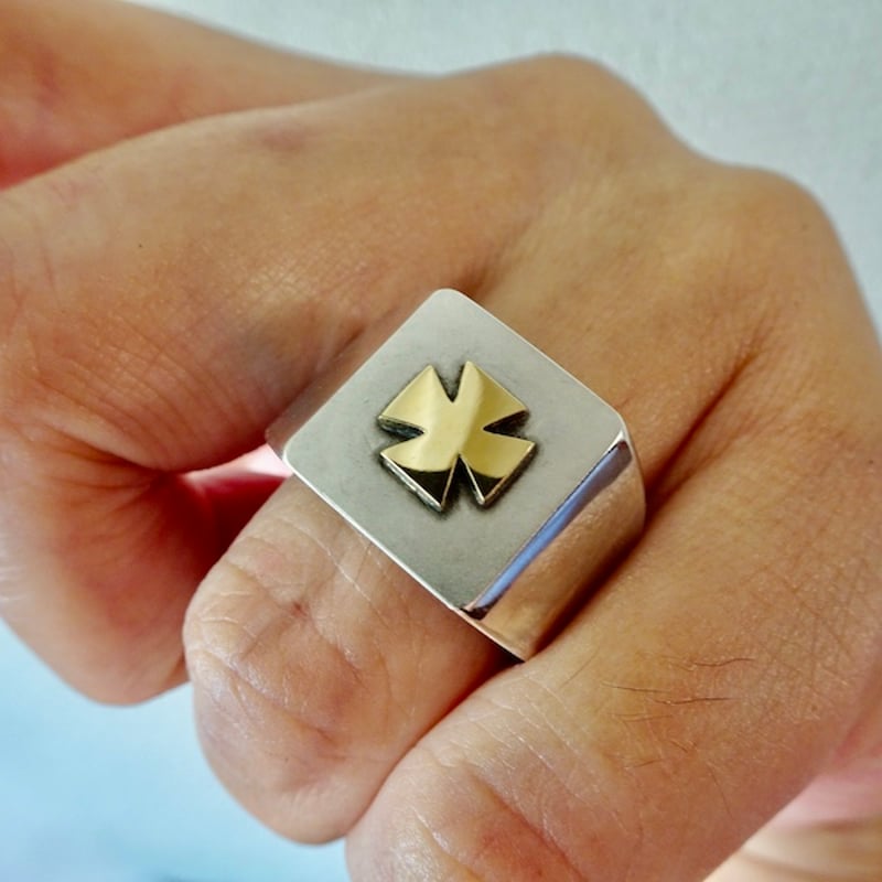 仁尾彫金『シルバー印台リング』ハンドメイド124