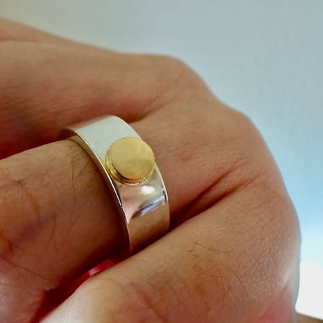 仁尾彫金『太陽の平打リング、幅７mm』ハンドメイド544