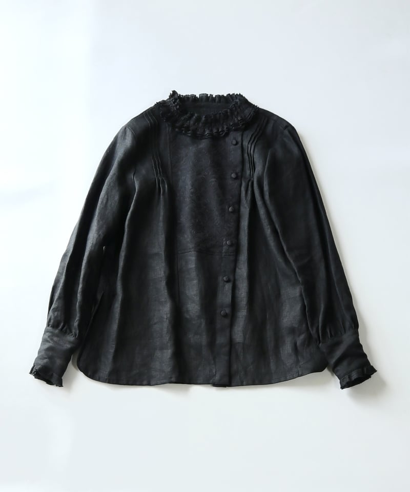 hitoharimama ローリエリネンブラウス monochromes/otona”ヴィエネッタカラーリネンブラウス ブラック