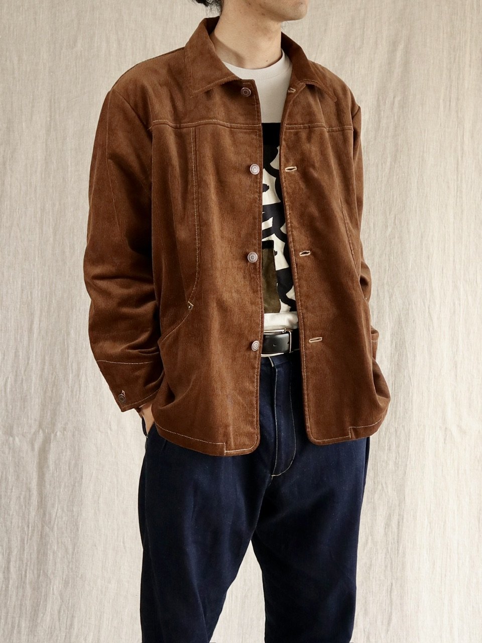 corduroy coverall] コーデュロイカバーオールブラウン | ハイヂ