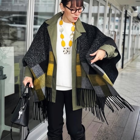 Black Cape With Checks Border