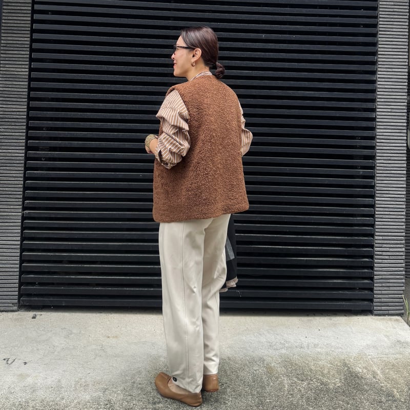 reversible boa vest （teddy brown） | La robe fro