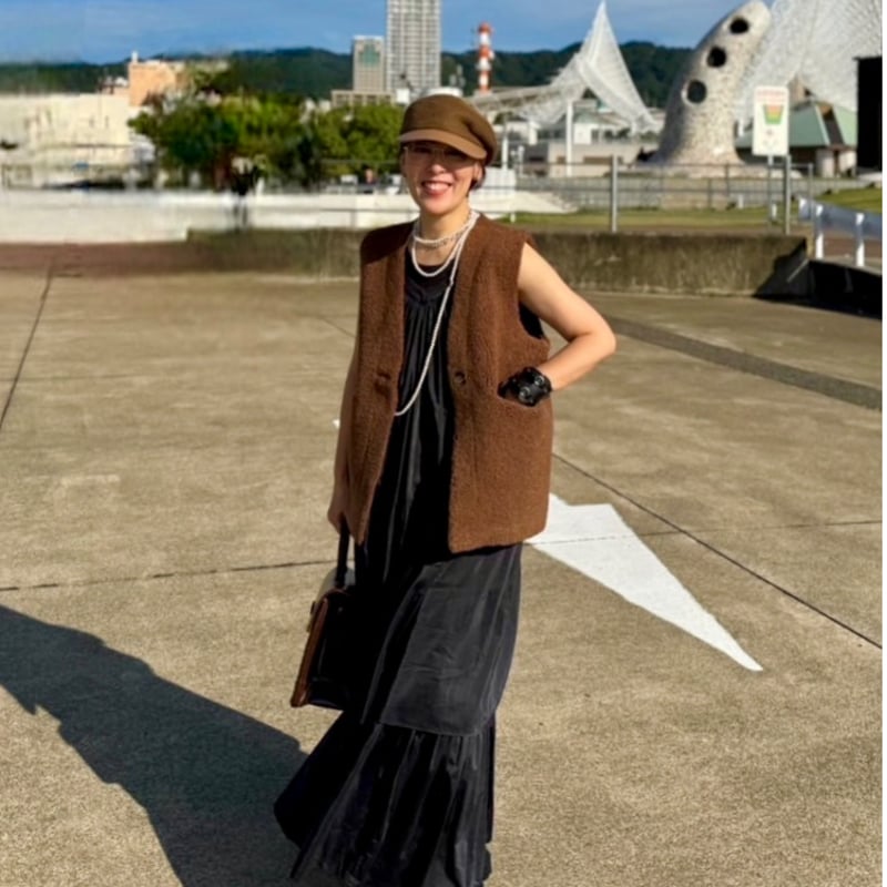 reversible boa vest （teddy brown） | La robe fro