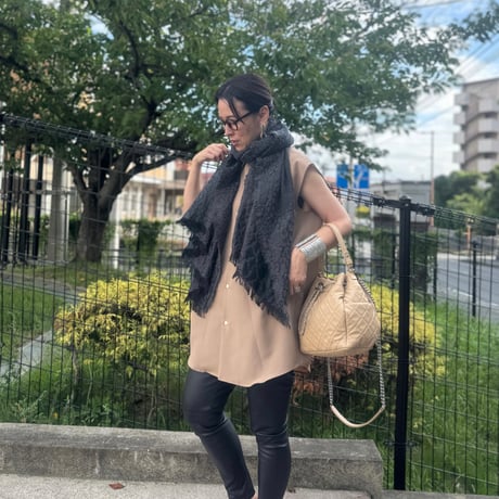metalic cotton&wool scarf (BLACK)