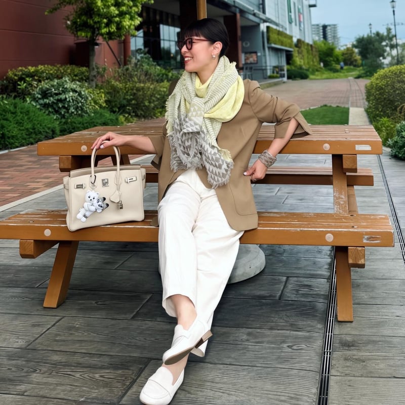 cotton jacquard square scarf (LEMON） | La robe