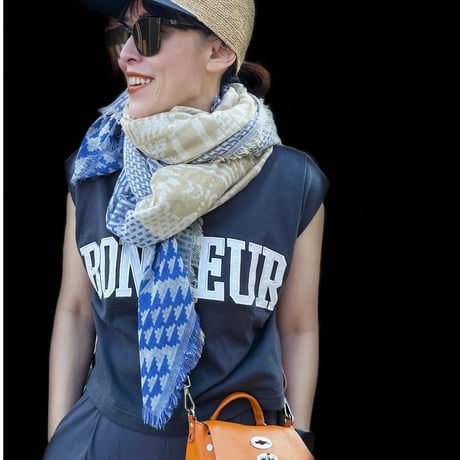 cotton jacquard  square scarf(sand）